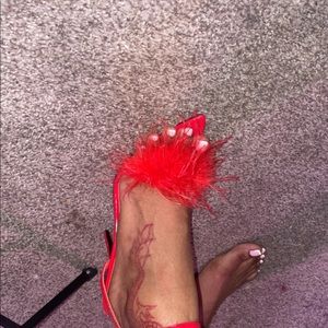 EGO RED FUR HEELS